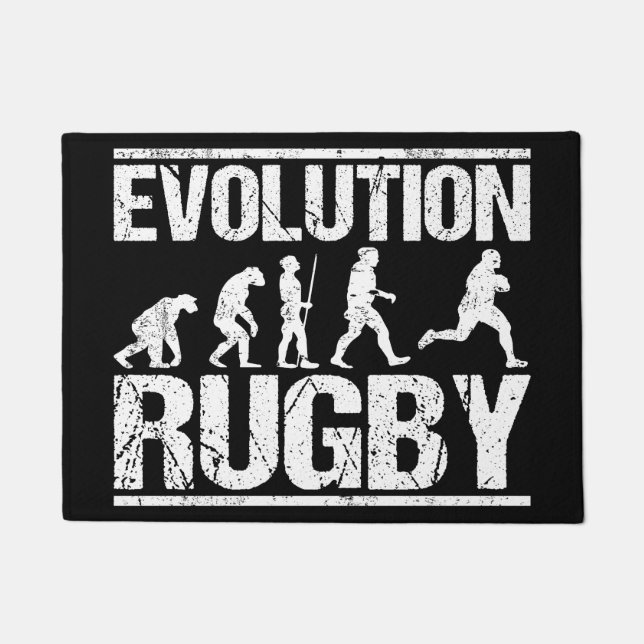 Rugby Evolution Monkeys Grunge for Rugby Player Doormat (Front)