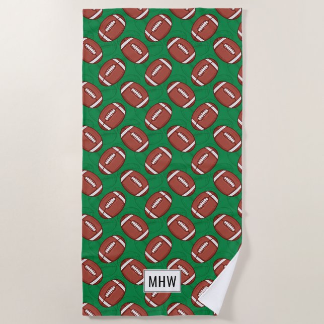 Rugby / Football custom monogram beach towel (Front)