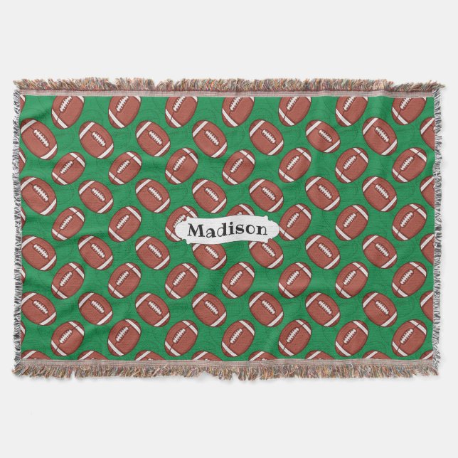 Rugby / Football Pattern custom name throw blanket (Front)