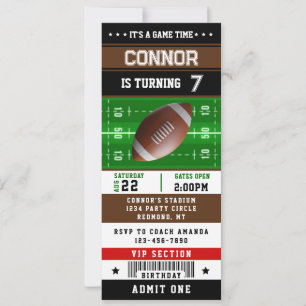 Rugby Football Ticket Pass Birthday Invitation