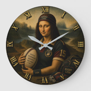 Rugby Funny Mona Lisa Sports Gift Large Clock