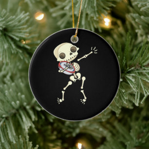 Rugby Funny Skeleton Ceramic Tree Decoration