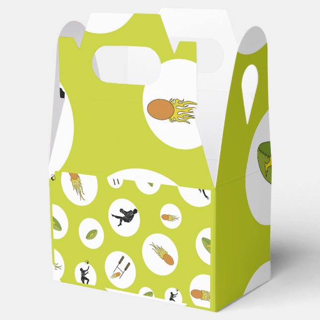 Rugby game are on favour box (Opened)