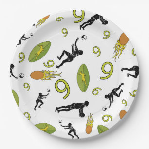 Rugby game are on paper plate