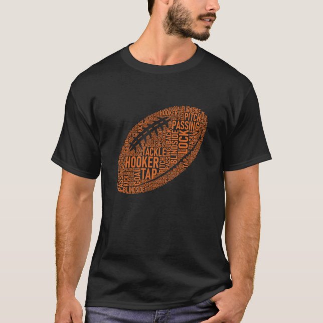 Rugby Game Typography  Rugby Player  Coach Mum Dad T-Shirt (Front)