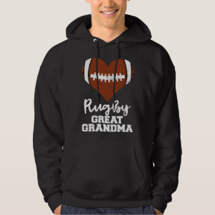 Rugby Great Grandma Heart Rugby Player Grandma Hoodie