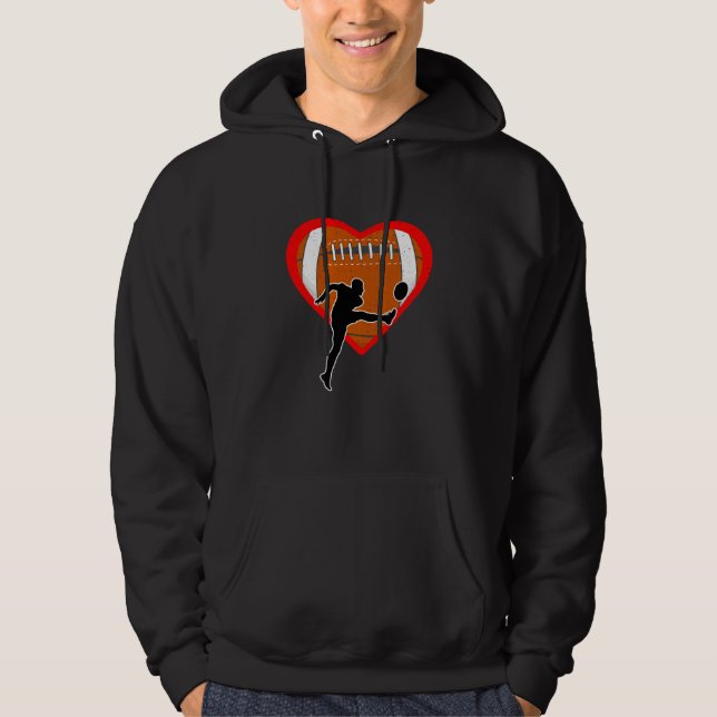 Rugby Heart Sport Love Anti Valentines Day Hoodie (Front)