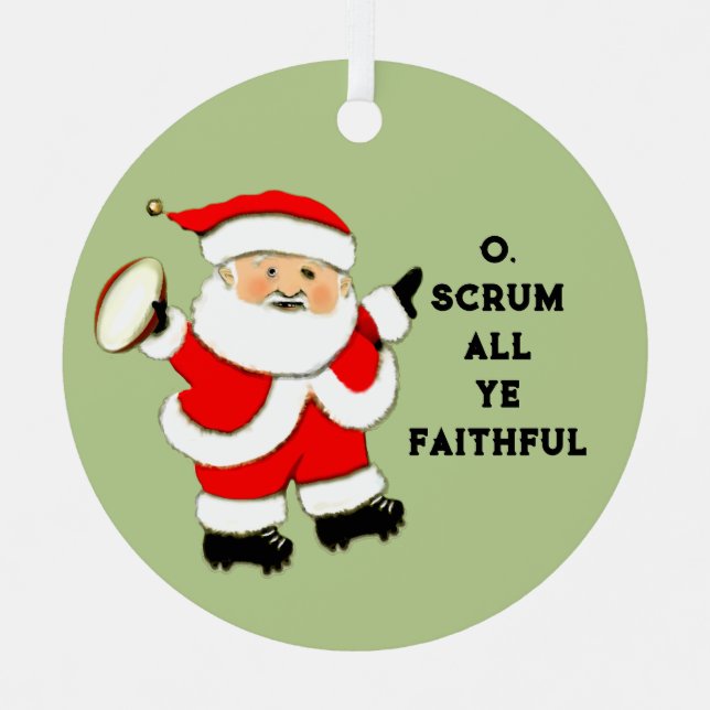 Rugby Holiday Gift Metal Tree Decoration (Front)