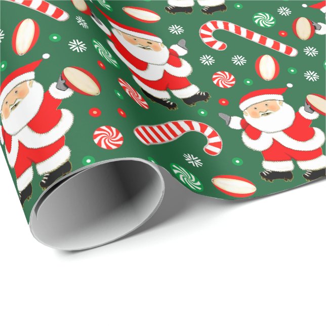Rugby Holiday Gift Wrapping Paper (Roll Corner)