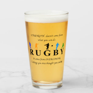 Rugby Inspirational Quote Glass