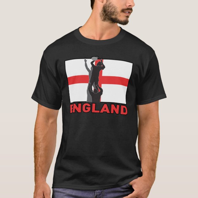 Rugby lineout throw ball england flag T-Shirt (Front)