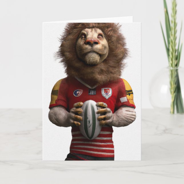 Rugby Lion Greeting Card (Front)