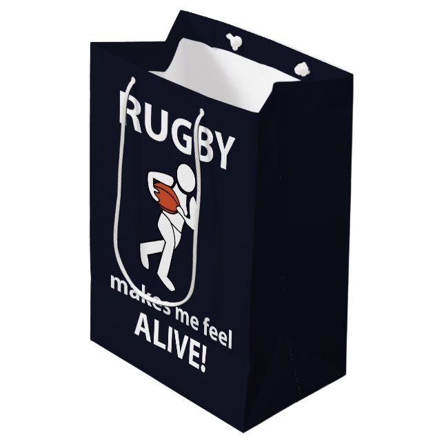 Rugby Makes Me Feel Alive Rugby  Medium Gift Bag (Front Angled)