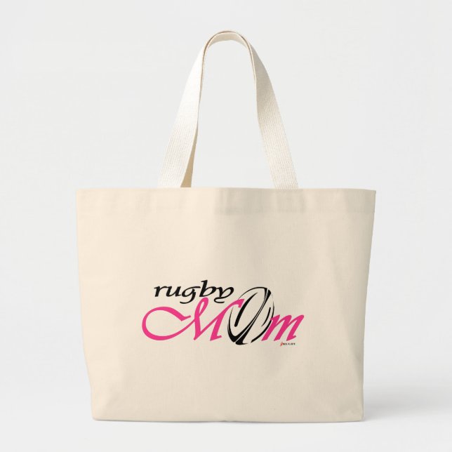 rugby mum (pink) large tote bag (Front)