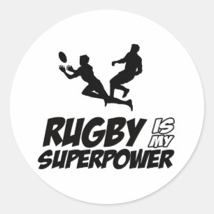 Rugby my super power classic round sticker