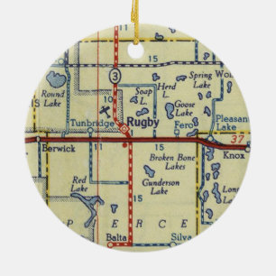 Rugby ND Map Ceramic Tree Decoration