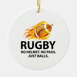 Rugby. No Helmet. No Pads. Just Balls. Ceramic Tree Decoration