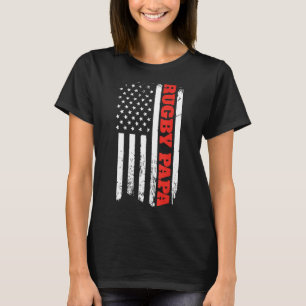Rugby Papa American Flag Father's Day Men's T-Shirt