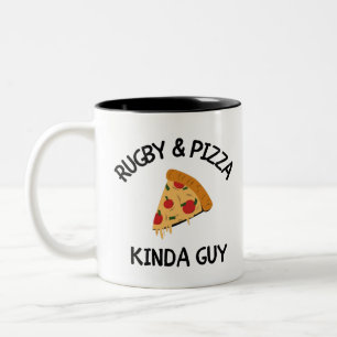 Rugby & pizza kinda guy Two-Tone coffee mug