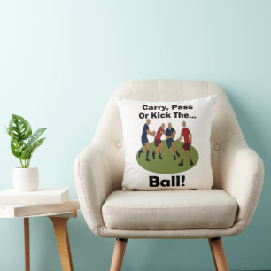Rugby Player Carry Pass Or Kick The Ball Party Cushion
