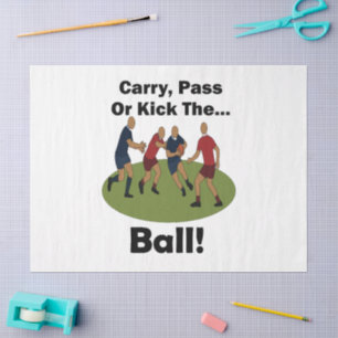 Rugby Player Carry Pass Or Kick The Ball Party Tissue Paper