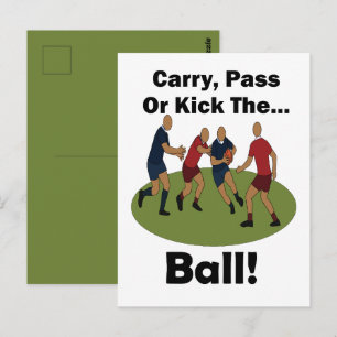 Rugby Player Carry Pass Or Kick The Ball Postcard