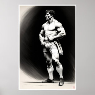 Rugby Player Drawing -  Art Print