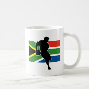 rugby player flag south africa coffee mug