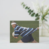 Rugby player getting shirt pulled postcard (Standing Front)