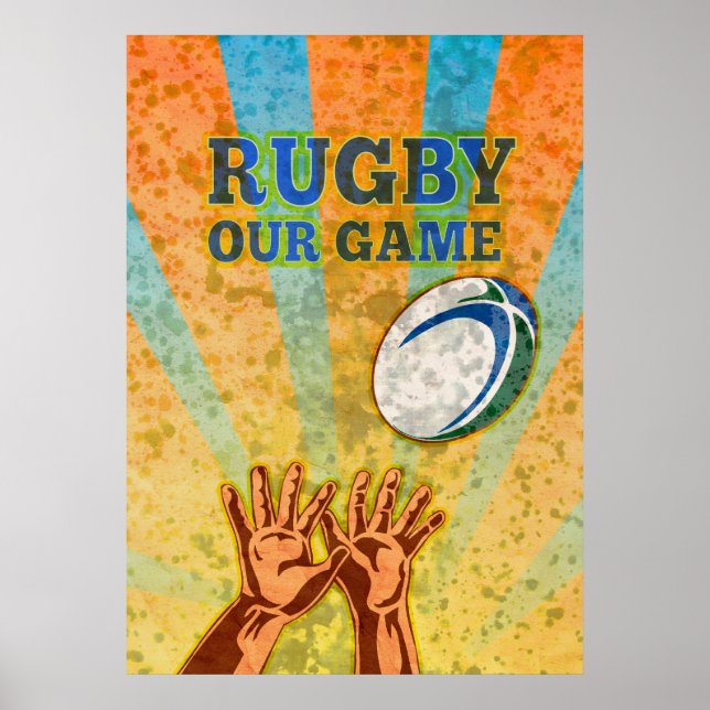 rugby player hands catching ball poster (Front)
