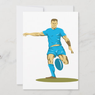 Rugby Player Kicking Ball Athletic Sports Invitation