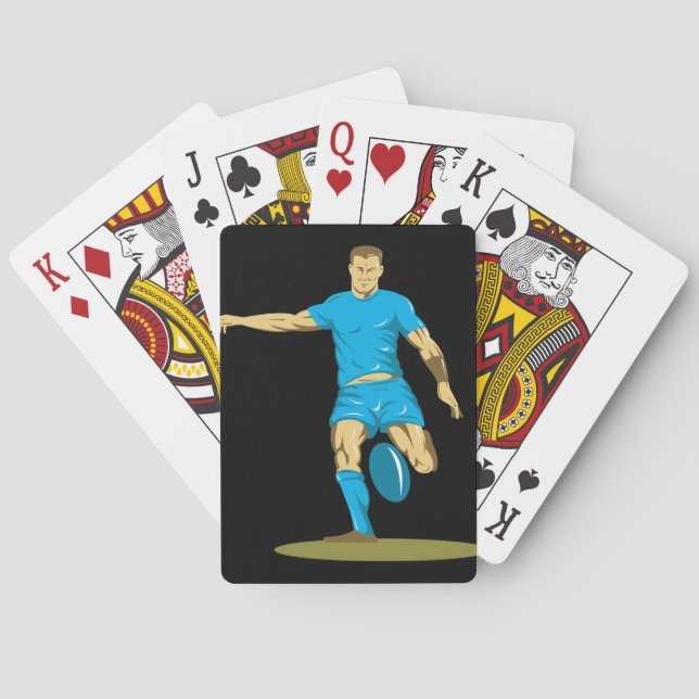 Rugby Player Kicking Ball Athletic Sports Playing Cards (Back)