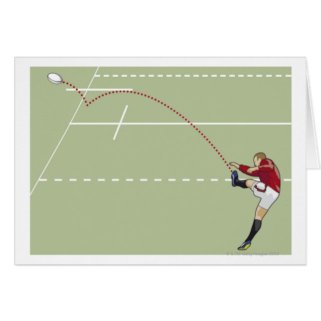 Rugby player kicking ball into touch, dotted (Front Horizontal)