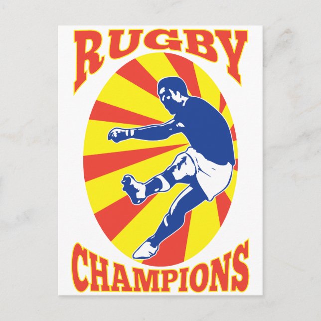 rugby player kicking ball retro style postcard (Front)