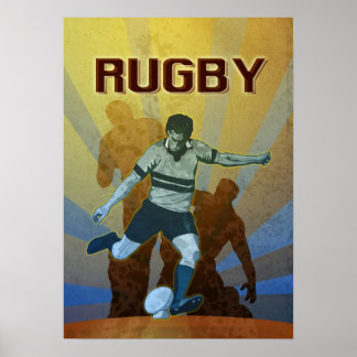 rugby player kicking the ball poster