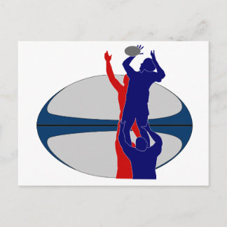 Rugby player lineout throw ball france postcard