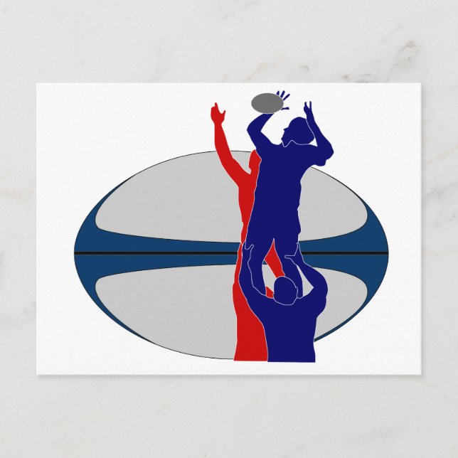 Rugby player lineout throw ball france postcard (Front)