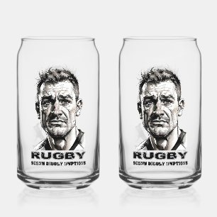Rugby Player Printed 16oz Can Glasses