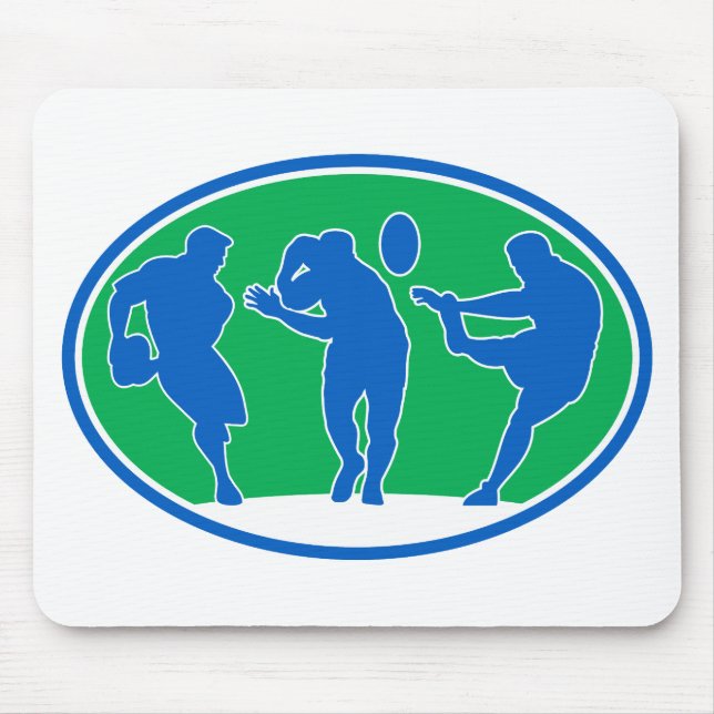 rugby player run fend pass kick mouse mat (Front)