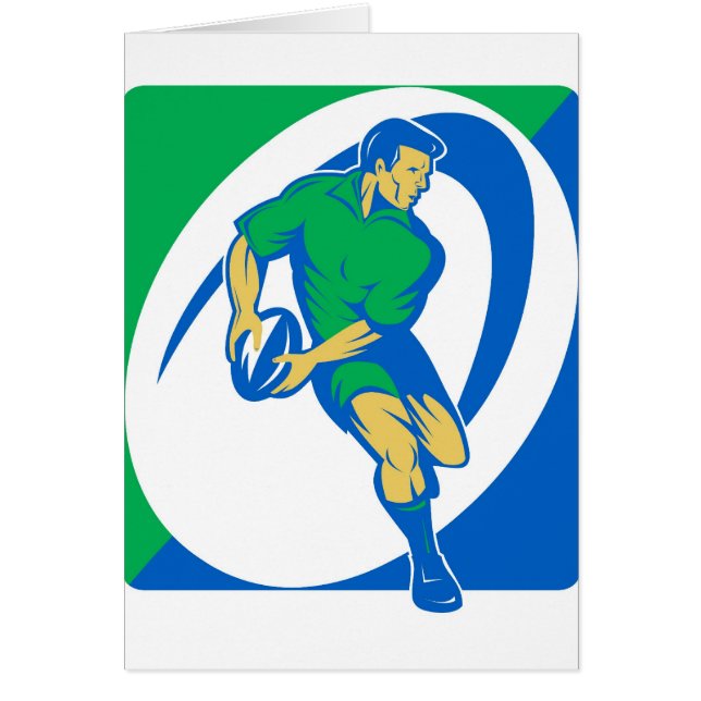 Rugby player running and passing ball (Front)