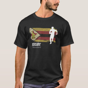 Rugby Player Zimbabwe Flag Sports Ball Rugby T-Shirt
