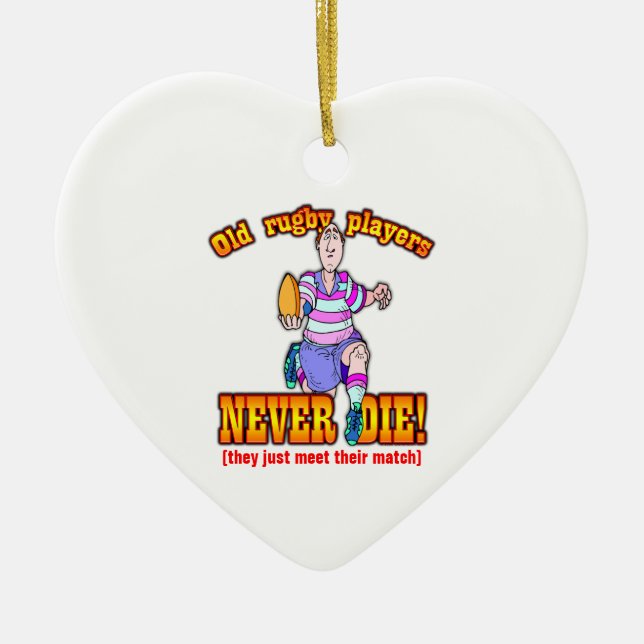 Rugby Players Ceramic Tree Decoration (Front)