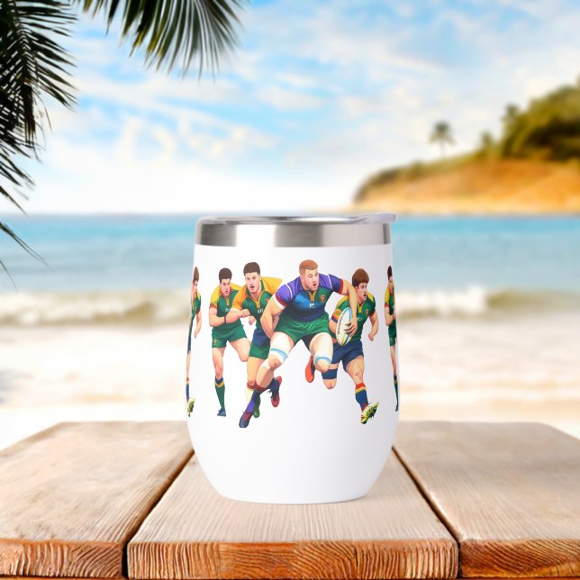 Rugby Players Wine Tumbler (Beach)