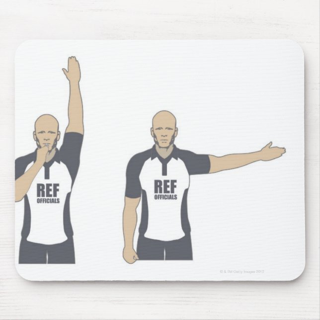 Rugby referee signalling penalty kick, free mouse mat (Front)