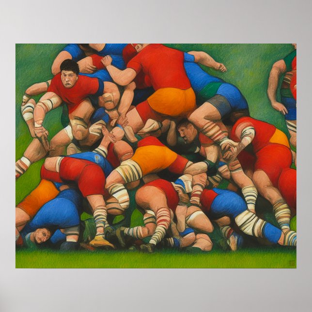 Rugby Ruck - Art On Canvas Print (Front)