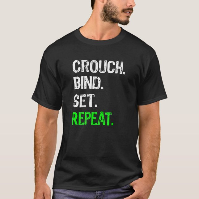 Rugby Scrum Crouch Bind Set Repeat T-Shirt (Front)