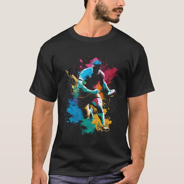 Rugby Splash Rugger Retro Rugby Player T-Shirt (Front)