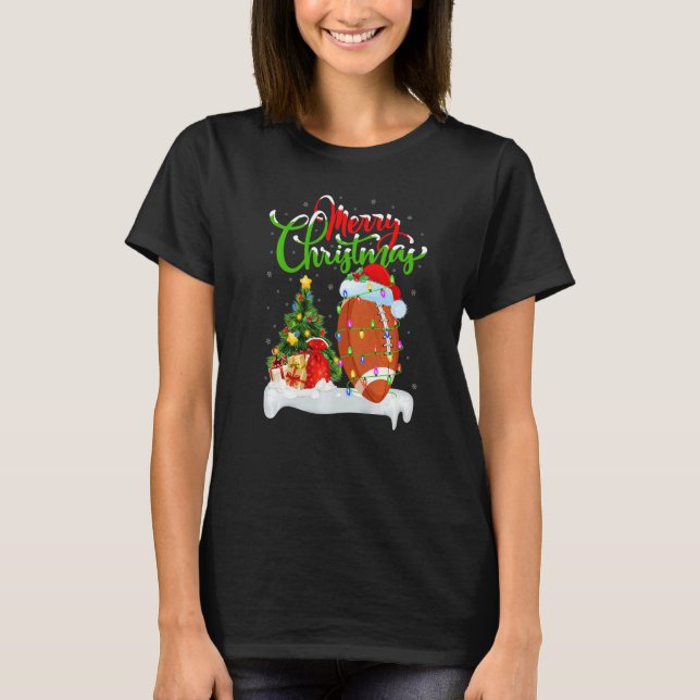 Rugby Sports  Xmas Decorations Santa Rugby Christm T-Shirt (Front)