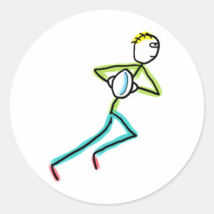 Rugby Stickman Classic Round Sticker