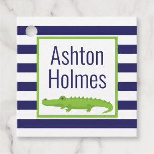 Rugby Stripes Alligator Favour Gift Tags